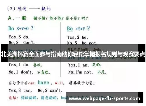 北美洲杯赛全面参与指南助你轻松掌握报名规则与观赛要点