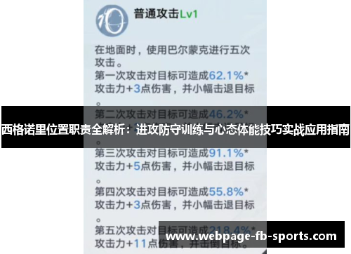 西格诺里位置职责全解析:进攻防守训练与心态体能技巧实战应用指南 西格诺里位置职责全解析:进攻防守训练与心态体能技巧实战应用指南